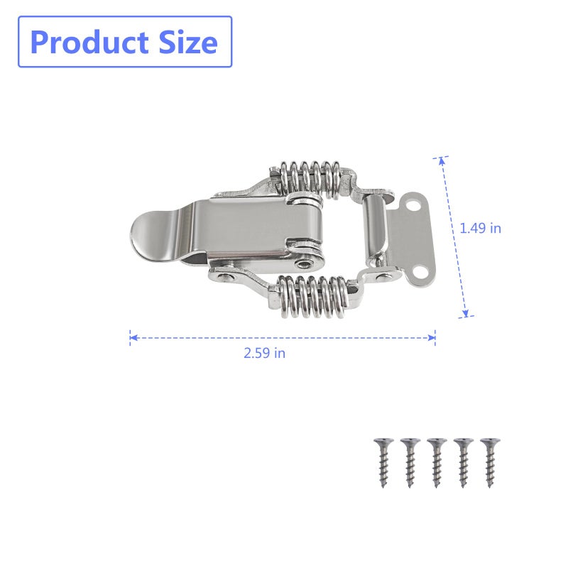 Svaitend Spring hasp Toolbox Toggle latches Lockï¼ŒStainless Steel 304 Toolbox Draw Compression Spring Toggle Latch Catch Clamp W/Screws - Image 2